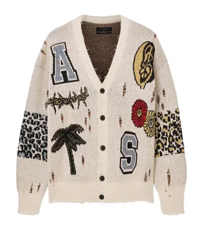 Allsaints Organic Cotton-blend Distressed Foxx Cardigan In Multi