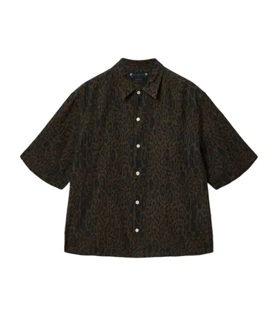 Allsaints Organic Cotton-linen Leopardo Shirt In Brown