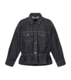 Allsaints Womens Raw Indigo Blu Denby Peplum-hem Denim Jacket In Blue
