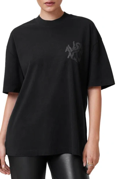 Allsaints Orlando Etta Crewneck Graphic T-shirt In Black