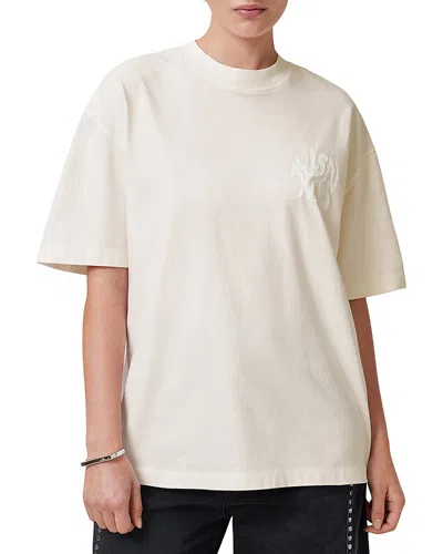 Allsaints Orlando Etta Crewneck Tee In Ashen White