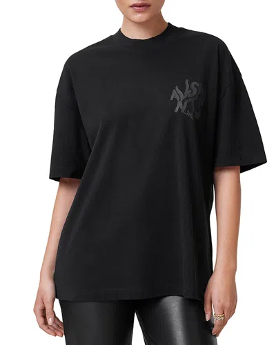 Allsaints Orlando Etta Crewneck Tee In Black