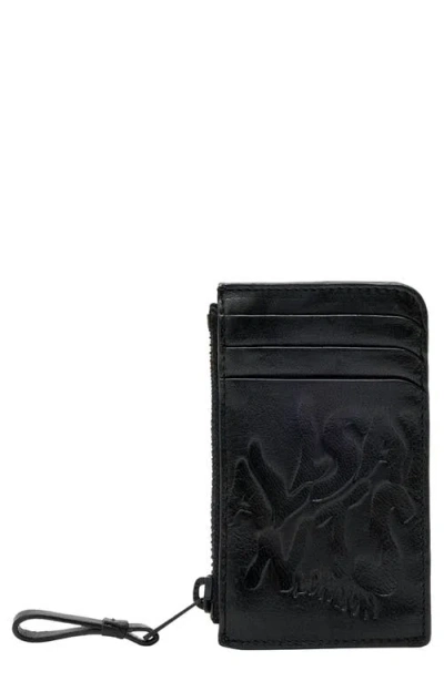 Allsaints Orlando Isamu Leather Zip Card Case In Black