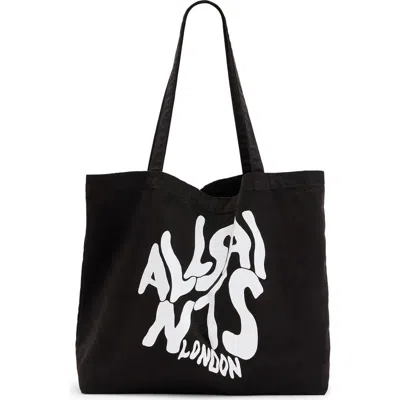 Allsaints Orlando Logo Canvas Tote In Black