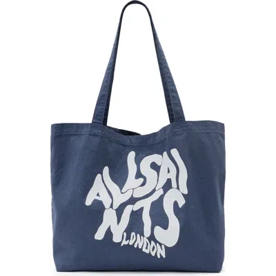 Allsaints Orlando Logo Canvas Tote In Blue