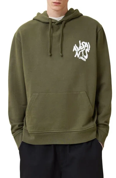 Allsaints Orlando Logo Graphic Hoodie In Green