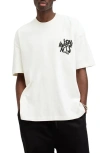 Allsaints Mens Ashen White Orlando Logo-print Relaxed-fit Organic-cotton T-shirt In Ashen White