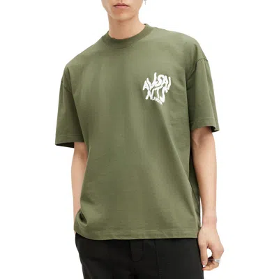Allsaints Mens Orlando Crewneck Organic-cotton T-shirt Eden Green Xl