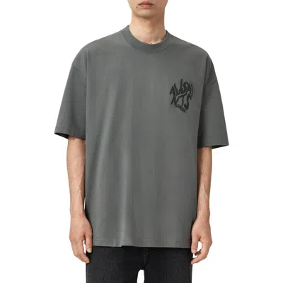 Allsaints Orlando Logo Oversize Graphic T-shirt In Gray