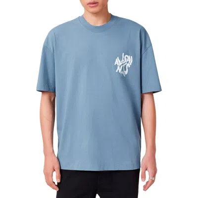Allsaints Orlando Logo Oversize Graphic T-shirt In Stonewash Blue