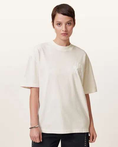 Allsaints Orlando Logo Print Oversized T-shirt In Ashen White