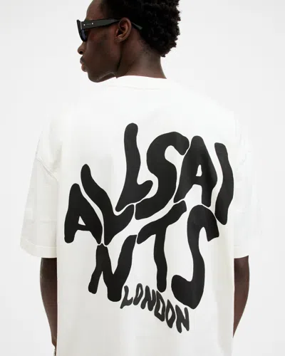 Allsaints Orlando Logo Print Oversized T-shirt In Ashen White