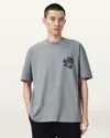 Allsaints Orlando Logo Print Oversized T-shirt In Metallic Grey