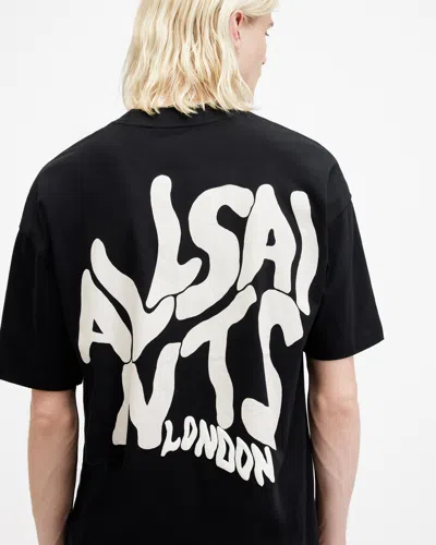 Allsaints Orlando Logo Print Oversized T-shirt In Washed Black