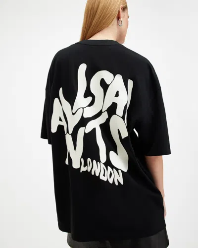 Allsaints Orlando Logo Print Oversized T-shirt In Washed Black