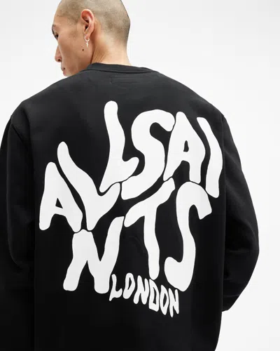 Allsaints Orlando Logo Printed Crew Neck Sweatshirt In Jet Black