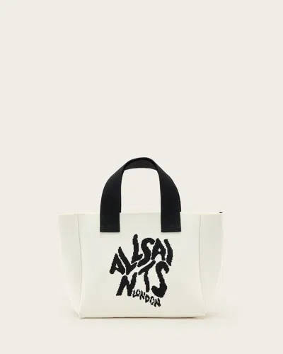Allsaints Orlando Logo Printed Mini Tote Bag In White