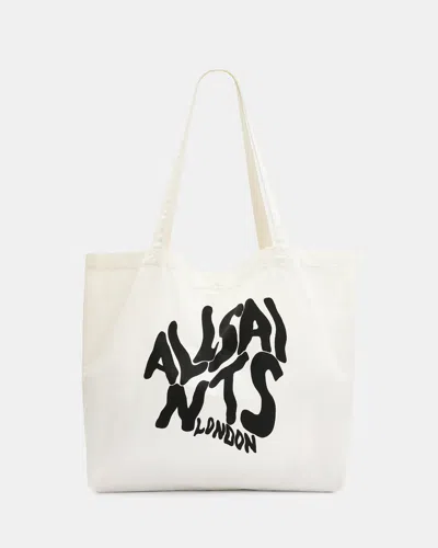 Allsaints Orlando Logo Printed Tote Bag In Chalk/black