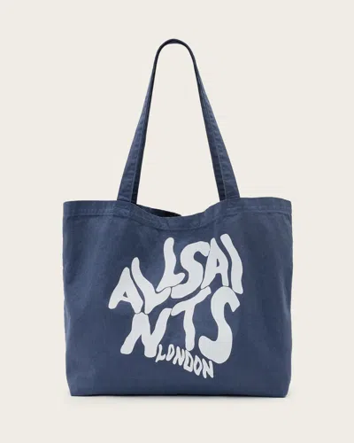 Allsaints Orlando Logo Printed Tote Bag In Cove Blue