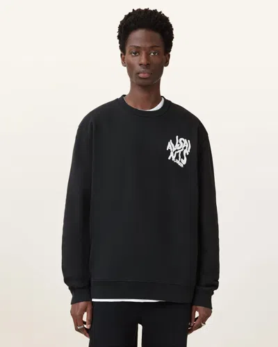 Allsaints Orlando Oversized Crew Neck Sweatshirt In Black