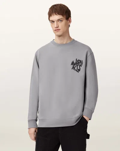 Allsaints Orlando Oversized Crew Neck Sweatshirt In Gray