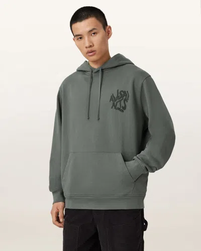 Allsaints Orlando Relaxed Fit Logo Hoodie In Green
