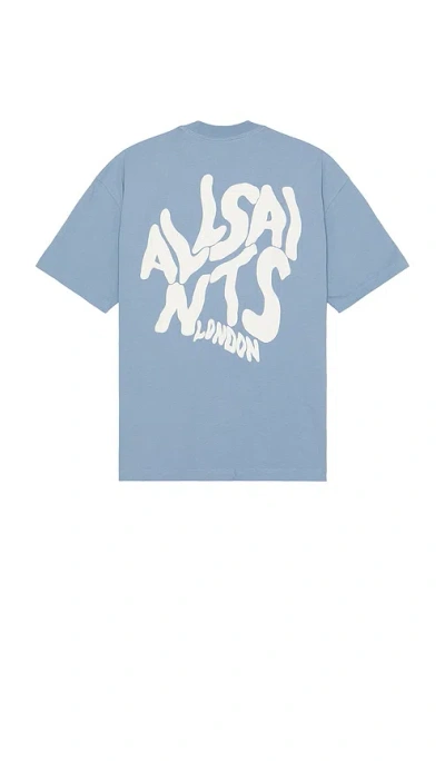 Allsaints Orlando Short Sleeve Crew Neck Tee In Blue