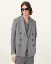 Allsaints Orpheus Double Breasted Relaxed Blazer In Machine Grey
