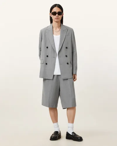 Allsaints Orpheus Relaxed Fit Tailored Shorts In Machine Grey