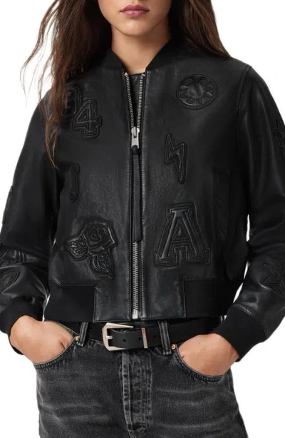 Allsaints Orten 94 Leather Bomber Jacket In Black