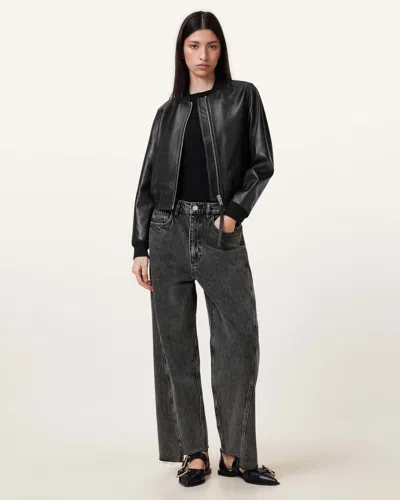 Allsaints Orten Leather Bomber Jacket In Black