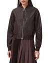 Allsaints Womens Oxblood Red Orten Leather Bomber Jacket In Burgundy
