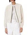 Allsaints Orten Leather Bomber Jacket In Onyx White