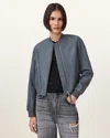Allsaints Orten Leather Bomber Jacket In Turbulence Grey