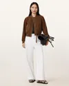 Allsaints Orten Suede Bomber Jacket In Cognac Brown