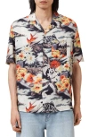 Allsaints Viscose Oscani Short Sleeve Printed Shirt In Multi