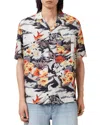 Allsaints Viscose Oscani Short Sleeve Printed Shirt In Multi