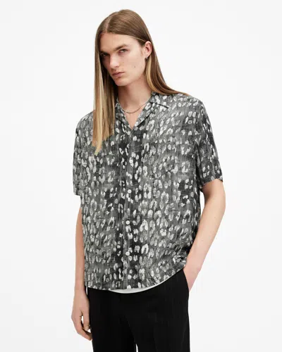 Allsaints Oscillation Leopard Print Shirt In Punk Black