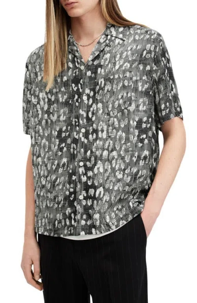 Allsaints Oscillation Leopard Print Shirt In Black