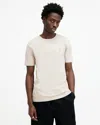 Allsaints Ossage Crew Neck Slim Ramskull T-shirt In Milky Grey