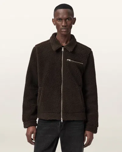 Allsaints Otis Sleeveless Sherpa Jacket In Brown