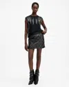 Allsaints Ottie Quilted Leather Mini Skirt In Black