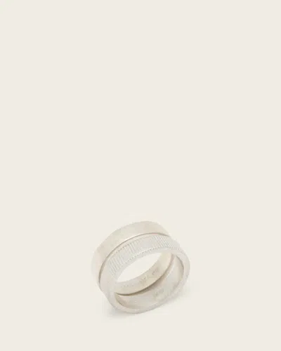 Allsaints Otto Double Rings In Metallic