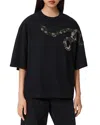 Allsaints Ouros Amelie Embellished Cotton T-shirt In Black