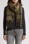 Allsaints Oversize Brushed Check Scarf In Neo Green/black