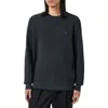 Allsaints Oversize Cotton & Wool Waffle Crewneck Sweater In Black