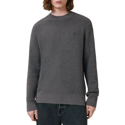 Allsaints Mens Moon Grey Aspen Logo-embroidered Cotton And Wool-blend Jumper Xl In Gray