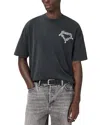 Allsaints Mens Washed Black Oversized Graphic-print Cotton T-shirt Xl In Black