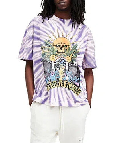 Allsaints Oversized Tie Dye Graphic Crewneck Tee In Sugared