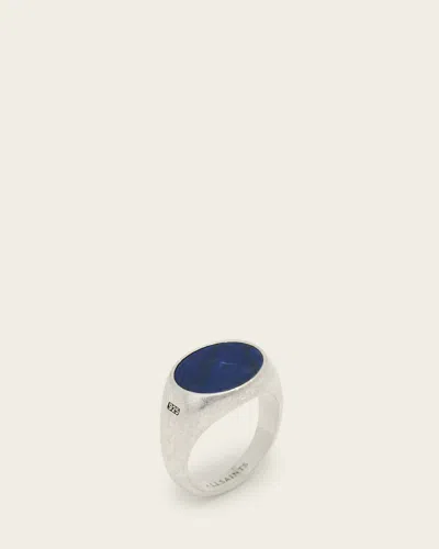 Allsaints Owen Inky Blue Stone Sterling Silver Ring In Orange